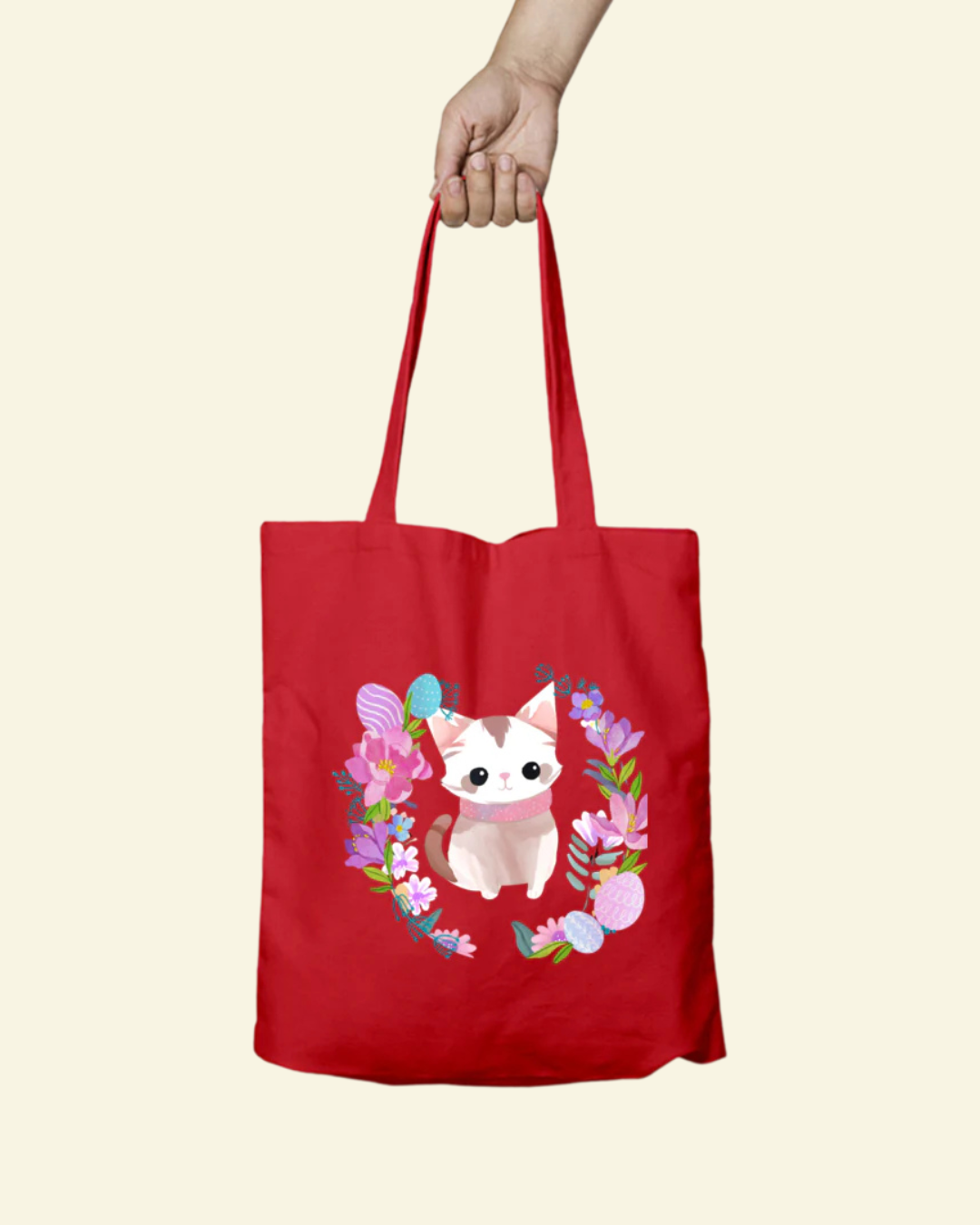 Flower Cat Tote Bag - Zipper
